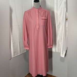 Vintage 70’s Pink Button Up Shirtdress Size 14